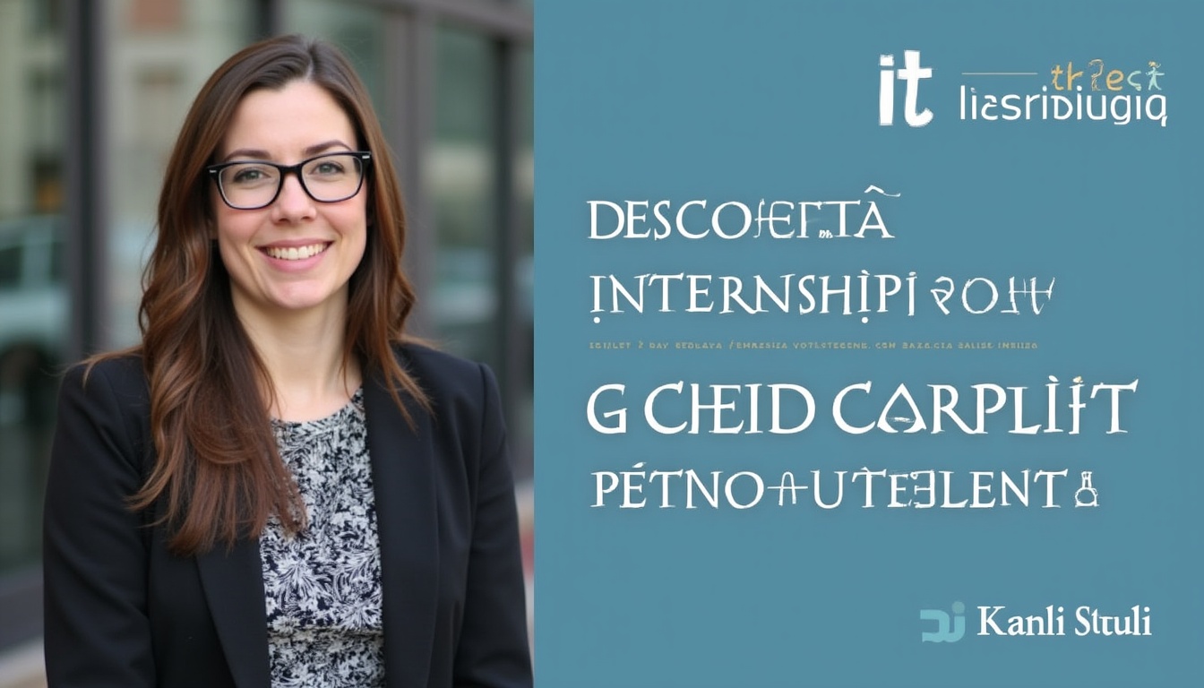 Student la un internship IT în București, lucrând la laptop.