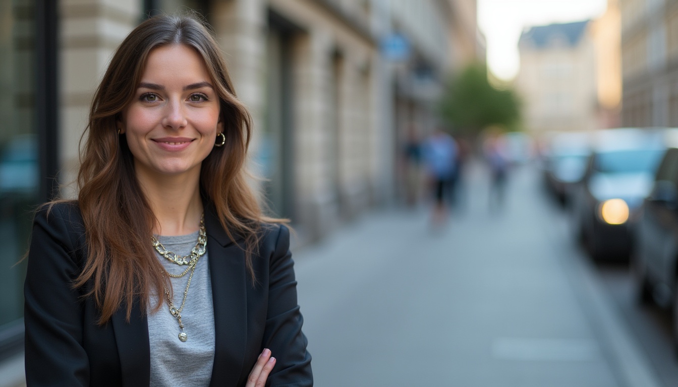 Un student zâmbitor în fața clădirilor moderne din Timișoara, simbolizând un internship de succes în oraș